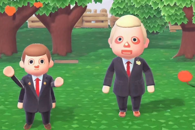 Prompt: boris johnson as an animal crossing villager. wearing a president suit