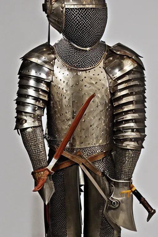 Image similar to a medieval knight armour set, extremely detailed and intricate.