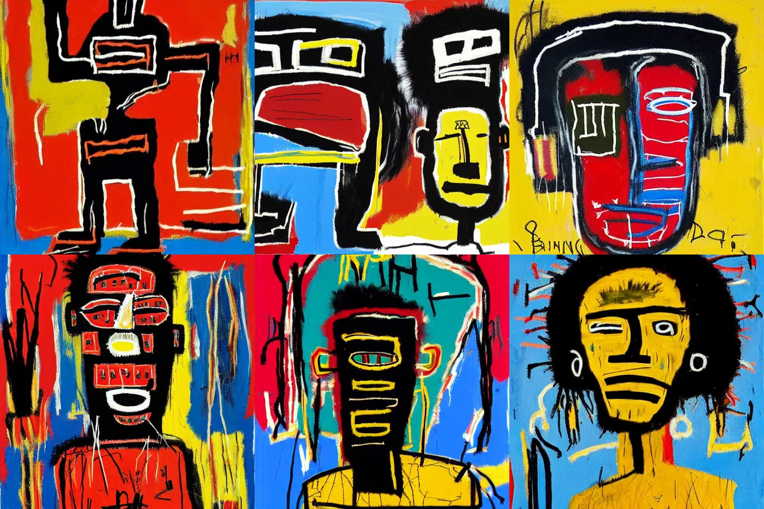 Image similar to painting of an black strong african man by jean-michel basquiat