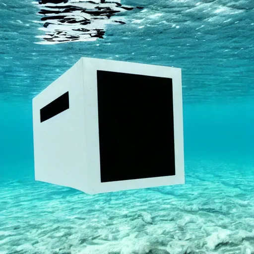 Image similar to white cube floating underwater