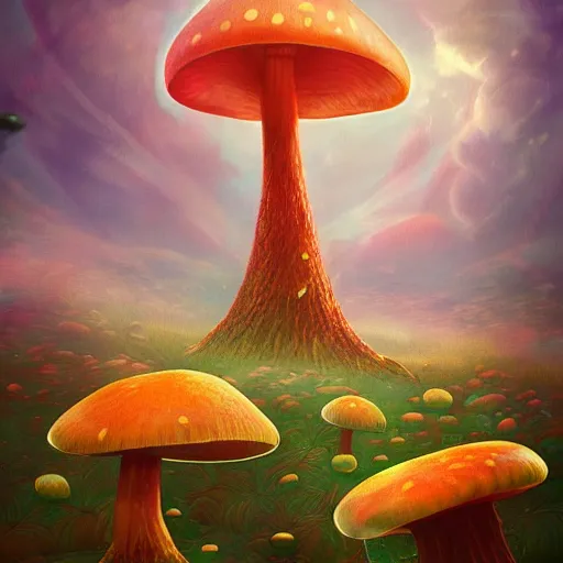 Image similar to surreal mushroom realm, multidimensional, fantasy, trending on artstation, beautiful