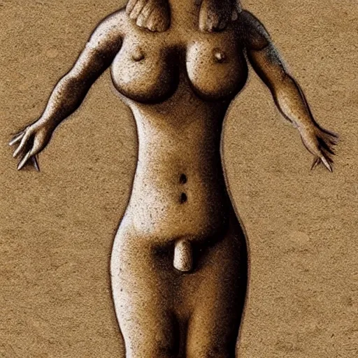 Image similar to photorealistic ancient prehistoric cave relief of thick woman from 5 0. 0 0 0 bc.