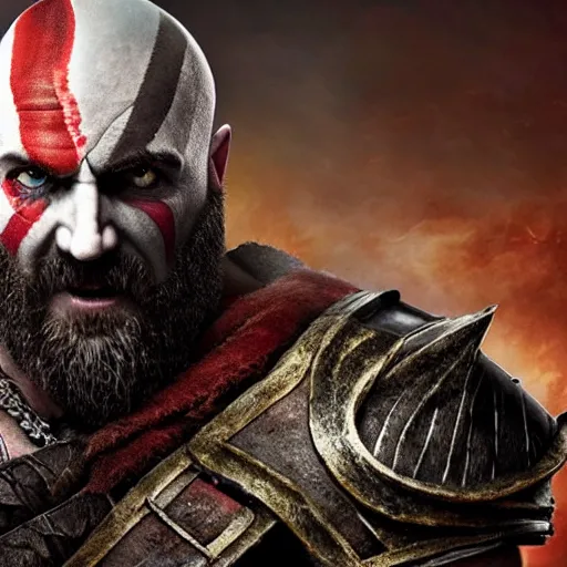 Prompt: jeremy clarkson as kratos in god of war the new movie, sharp focus