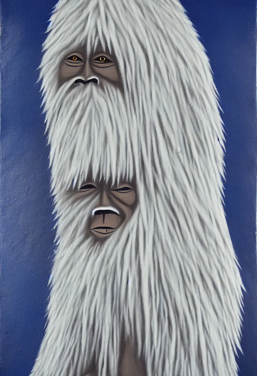 Prompt: inuit oil painting of a yeti, thick textured paint