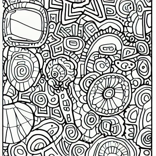 Image similar to A children's coloring book page, half completed.