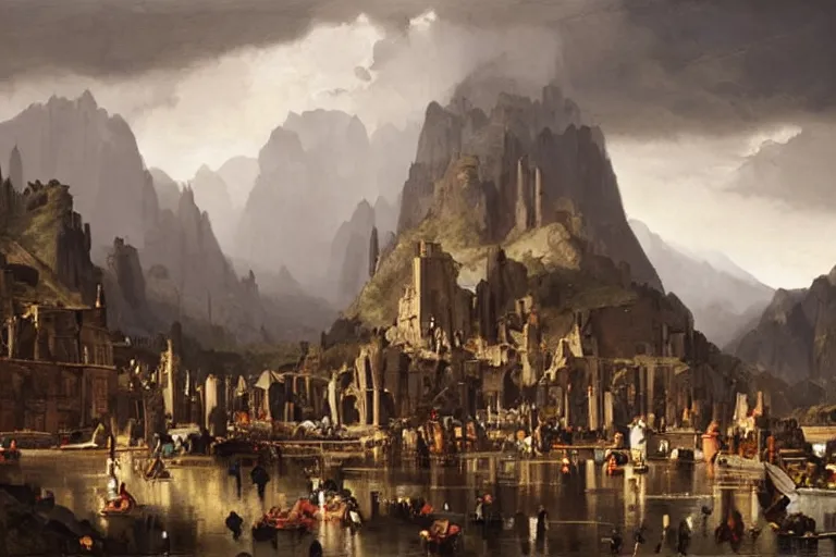Image similar to many hands make light work, painting by raphael lacoste