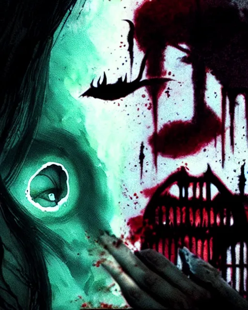 Prompt: it is natural to die as to be born, salems revenge, amityville, rendered in pov - ray, style of greg rutkowski and junji ito and sam francis