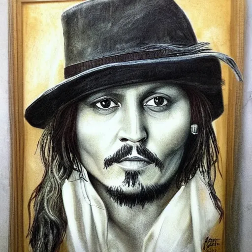 Image similar to portrait of johnny depp in the style of leonardo da vinci