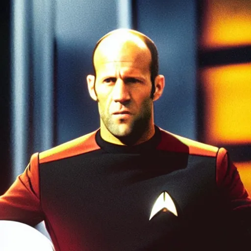 Prompt: jason statham as a starfleet captain in star trek