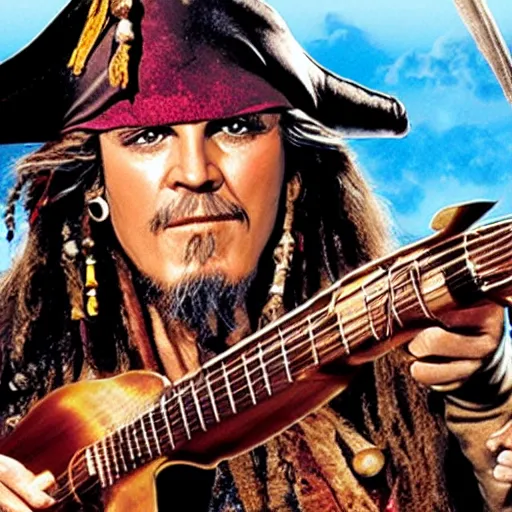 Image similar to davy jones pirates of caribbean playing guitar