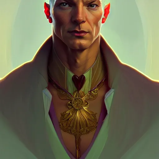 Image similar to character concept portrait of professor xavier beautiful voluminous muscular tall healthy and virtuous. modestly clothed, intricate, elegant, highly detailed, digital painting, artstation, concept art, symmetry, smooth, sharp focus, illustration, art by mandy jurgens and alphonse mucha and alena aenami