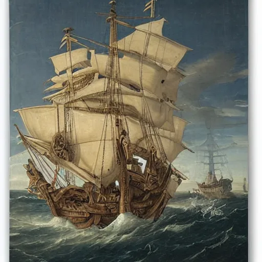 Image similar to a giant octopus with tentacles wrapped around a spanish galleon, by george philip reinagle