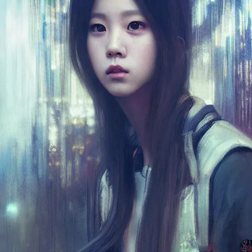 Image similar to jisoo of blackpink, hyperrealistic portrait, bladerunner street, art of elysium by jeremy mann and alphonse mucha, fantasy art, photo realistic, dynamic lighting, artstation, poster, volumetric lighting, very detailed face, 8 k, award winning