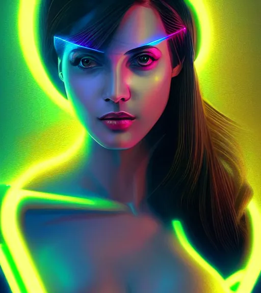 Image similar to symmetry!! latin princess of technology, solid cube of light, hard edges, product render retro - futuristic poster scifi, lasers and neon circuits, beautiful woman latin princess, intricate, elegant, highly detailed, digital painting, artstation, concept art, smooth, sharp focus, illustration, dreamlike, art by artgerm