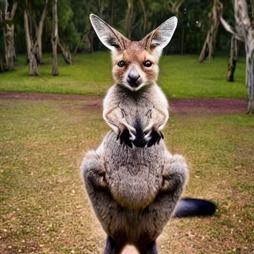 Image similar to a kangaroo - cat - hybrid, animal photography