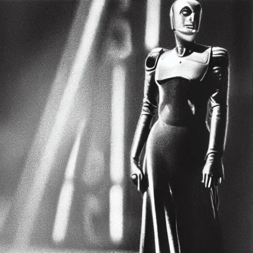 Image similar to Brigitte Helm as Maria in the film Metropolis by Fritz Lang reimagined by Industrial Light and Magic