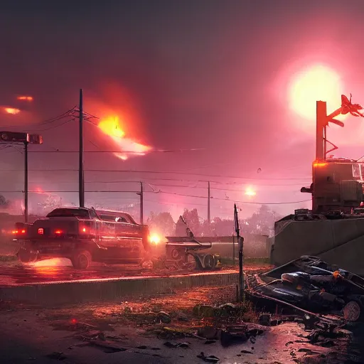 Image similar to battlefield 4 by simon stalenhag and robbert sammelin and eric persson and, 4 k, hdr, tonemapping, detailed, atmospheric, majestical lighting