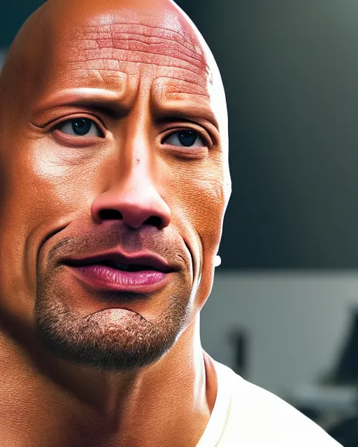 Prompt: film still close - up shot of dwayne johnson in the movie south park bigger, longer & uncut. photographic, photography