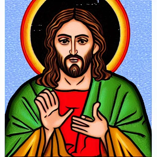 Prompt: jesus christ smiling, style of telegram sticker