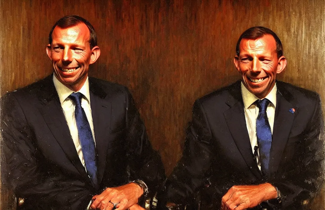 Image similar to portrait of tony abbott australian politician!!!!!!!!!!!!!!!!!!!!!!!!!!!, detailed face, detailed painting,, epic lighting, by ilya repin, phil hale and kent williams