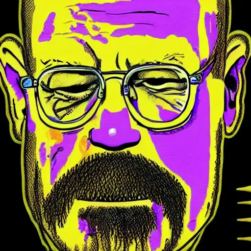 Prompt: The Artwork of R. Crumb and his Cheap Suit Breaking-Bad-Walter-White meth-lab, wearing a bio-hazard suit pencil and colored marker artwork, trailer-trash lifestyle