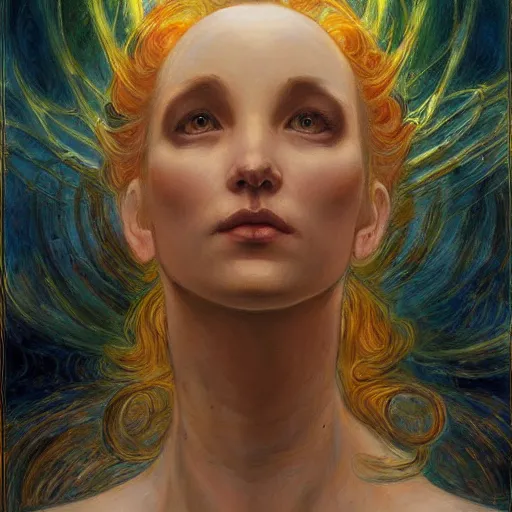 Image similar to a painting in the style of donato giancola, and in the style of charlie bowater, and in the style of william blake. symmetry, smooth, sharp focus, semi - realism.