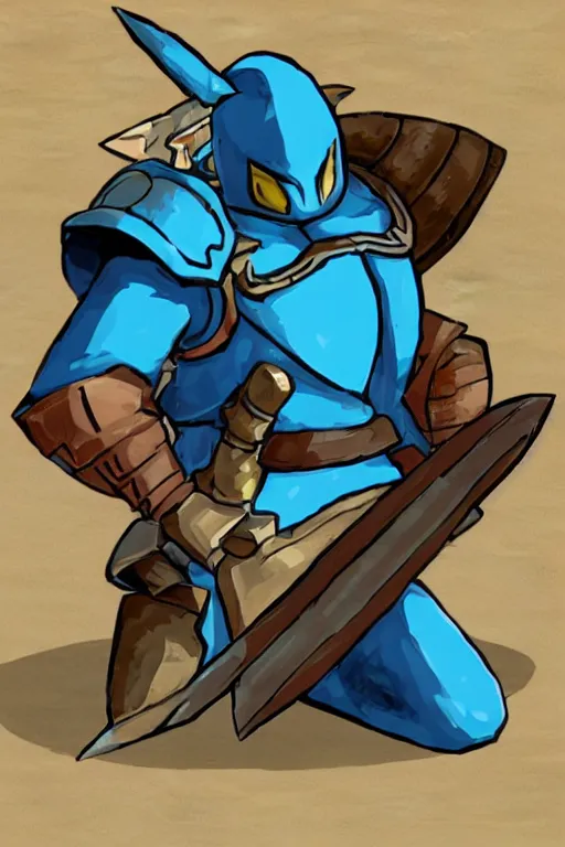 Image similar to an in game portrait of shovel knight from the legend of zelda breath of the wild, breath of the wild art style.