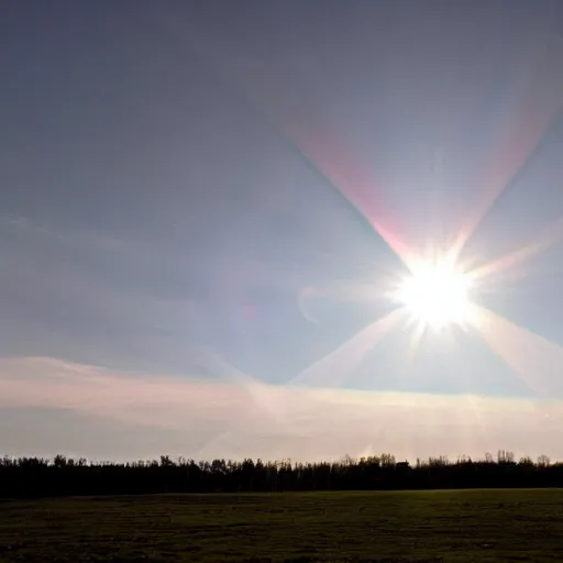 Prompt: a photograph of the phenomenon sun dog in the sky