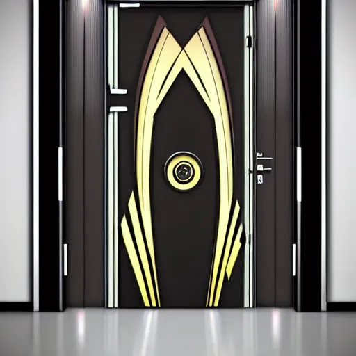 Image similar to hyper realistic art - deco sci - fi door