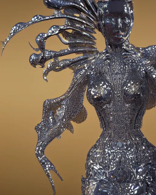 Image similar to a highly detailed metahuman 4 k close up render of an alien goddess bella hadid monument renaissance in iris van herpen dress schiaparelli in diamonds crystals swarovski and jewelry iridescent in style of alphonse mucha gustav klimt trending on artstation made in unreal engine 4