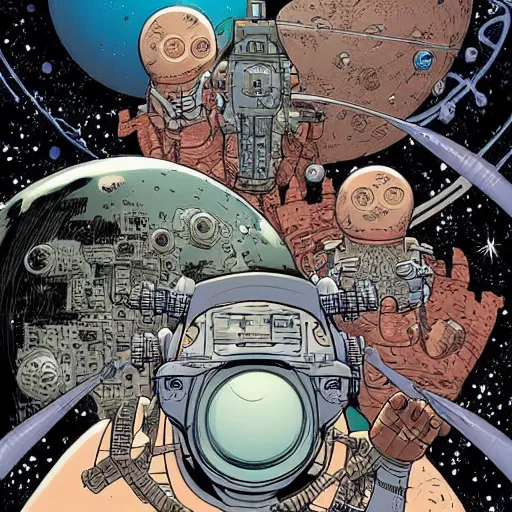 Image similar to orbital space settlement by Geoff Darrow