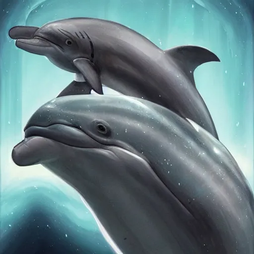 Prompt: Cyborg dolphin portrait, artstation