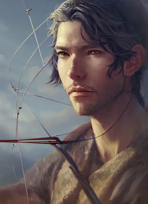 Prompt: a portrait of a male archer, intricate, tone mapped, ambient lighting, medieval, highly detailed, digital painting, artstation, concept art, 4 k, stunning beautiful, sharp focus, by makoto shinkai and akihiko yoshida and hidari and wlop