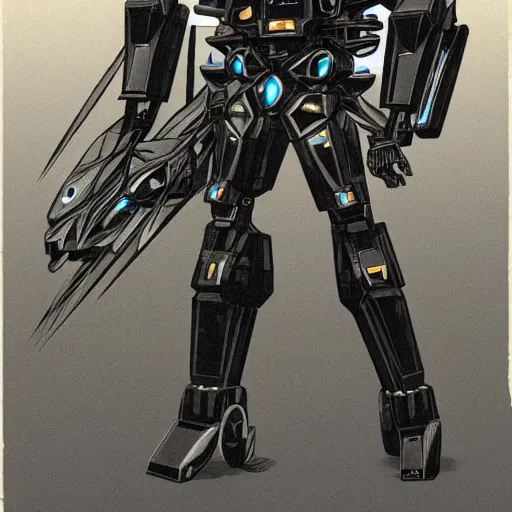 Prompt: dark enlightenment, NIGREDO, 30s, full body Mecha , highly detailed, art deco.