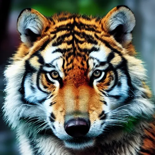 Image similar to half wolf, half tiger