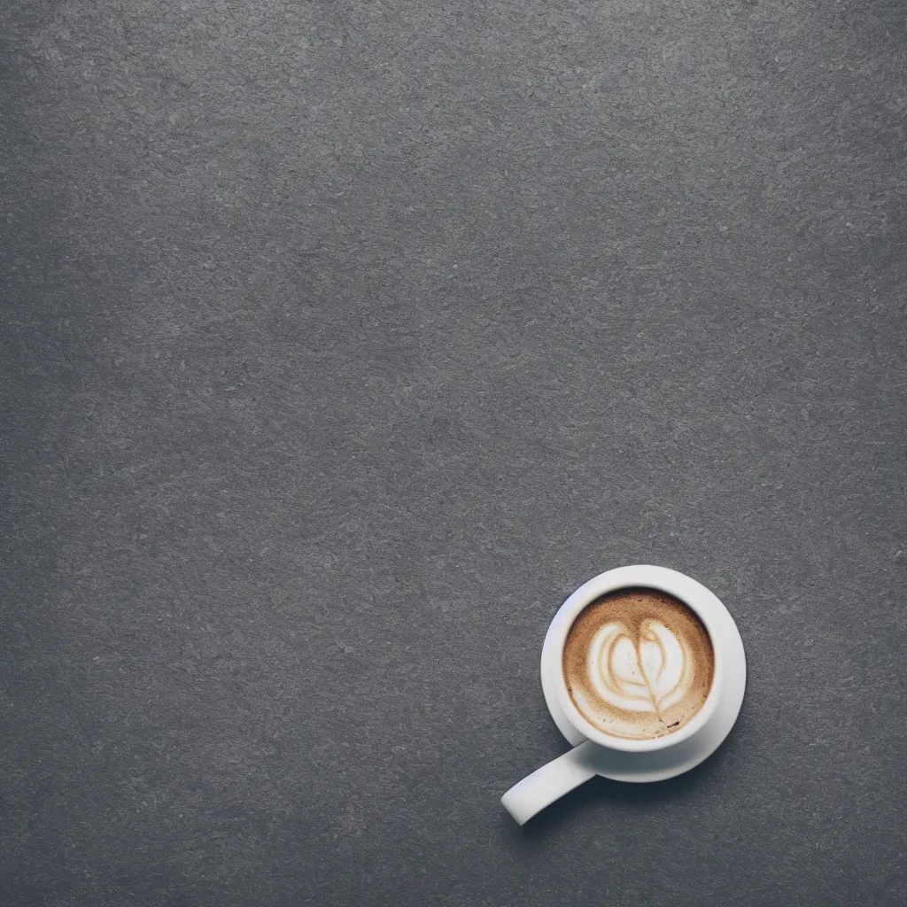 Prompt: wide angle photography of a coffee cup, product photography, small depth of field, fresh colors, 4k, trending on artstation