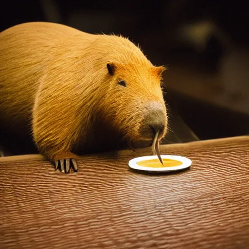 Prompt: capybara chews on a nvidia gpu, eats an rtx 1 0 8 0 graphic card, wildlife photography, kodak gold 2 0 0, depth of field, f / 2 2, neon lamp, volumetric lighting, award - winning photo