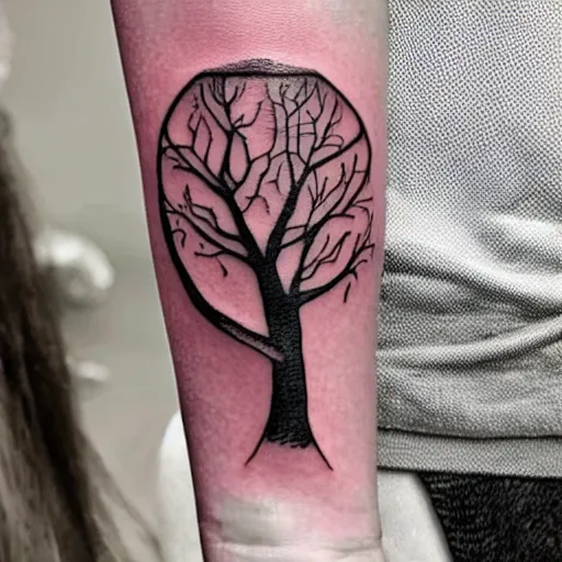 Prompt: tattoo of recursive tree branches without leafs, branches like veins, black and white, digital art