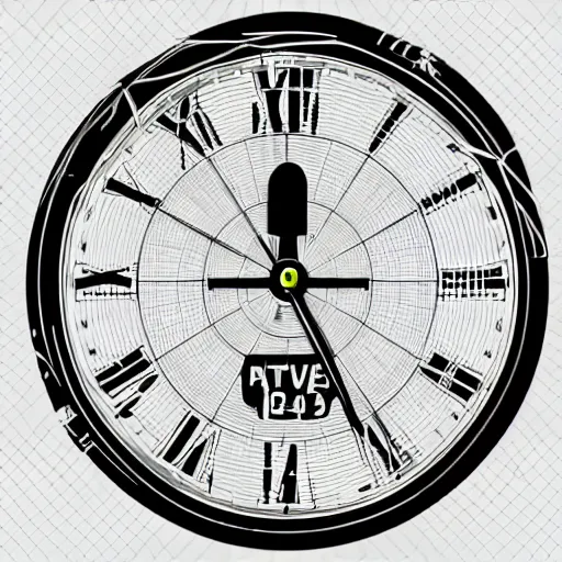 Image similar to a rendering of a clock with 2 4 hours hands and no hours on the clock face