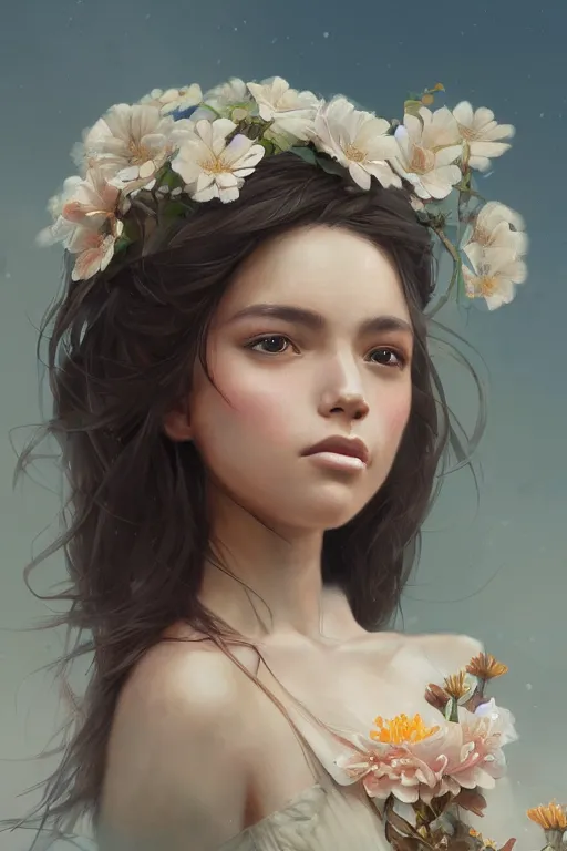 Image similar to ultra realistic illustration, mexican girl with flowers blooming, elegant, highly detailed, digital painting, concept art, smooth, sharp focus, illustration, art by greg rutkowski