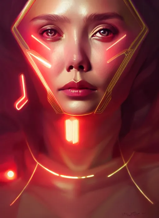 Image similar to portrait of modern darna, elizabeth olsen, intricate, elegant, glowing lights, highly detailed, digital painting, artstation, glamor pose, concept art, smooth, sharp focus, illustration, art by wlop, mars ravelo and greg rutkowski