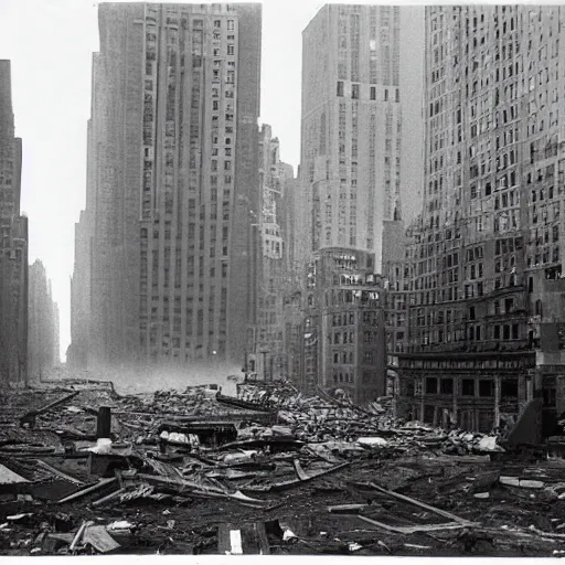 Image similar to new york city after a nuclear bomb