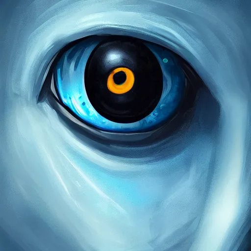 Prompt: A portrait of a humanoid eye monster, dark, blue light, black gradient background, digital painting, matt painting, trending on artstation and unreal engine
