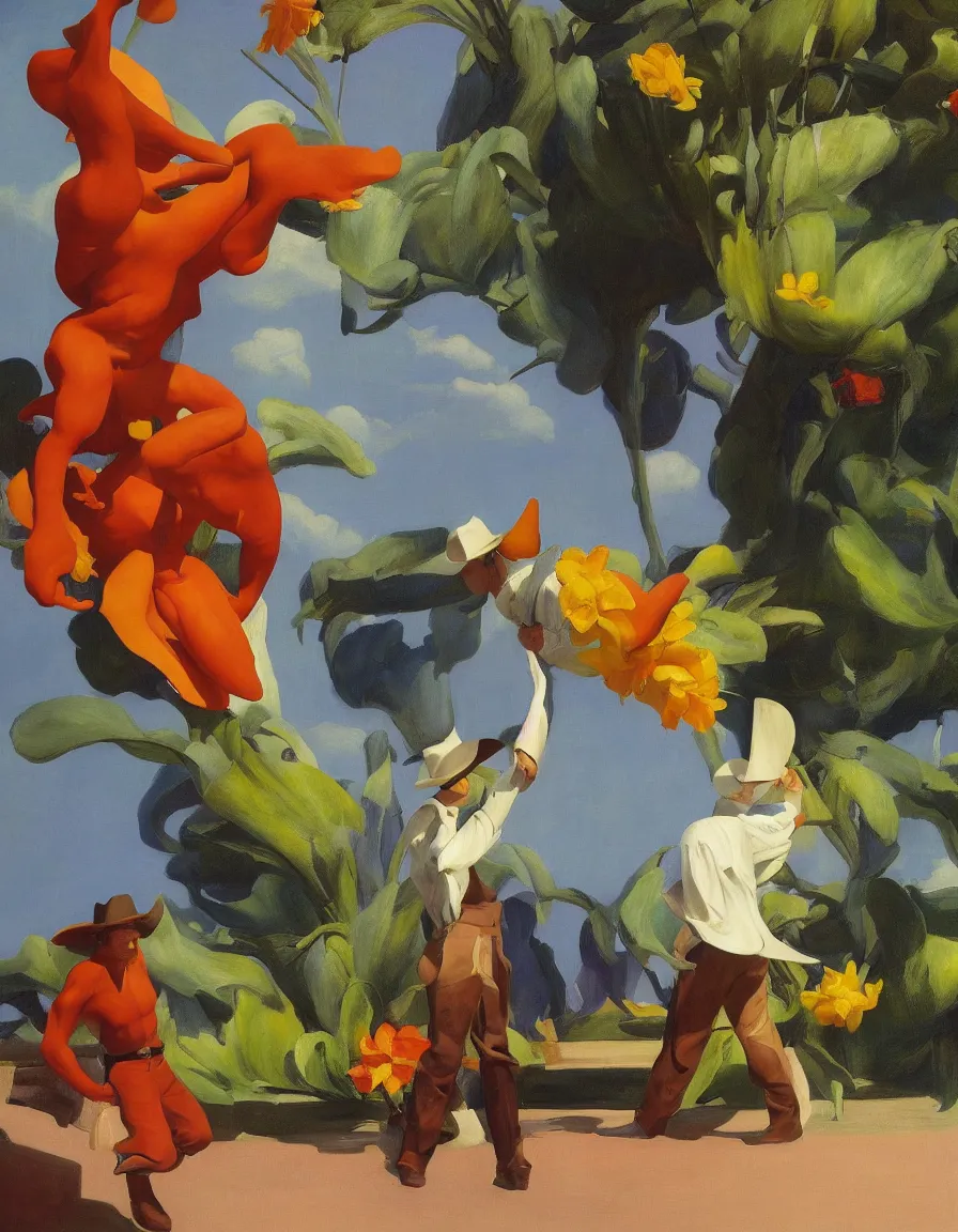 Prompt: a cowboy turning into blooms by edward hopper. tropical sea slugs. complementary colors. national geographic. 8 k, rendered in octane, smooth gradients. sculpture by antonio canova. a cowboy by slim aarons, by zhang kechun, by lynda benglis, by frank frazetta.