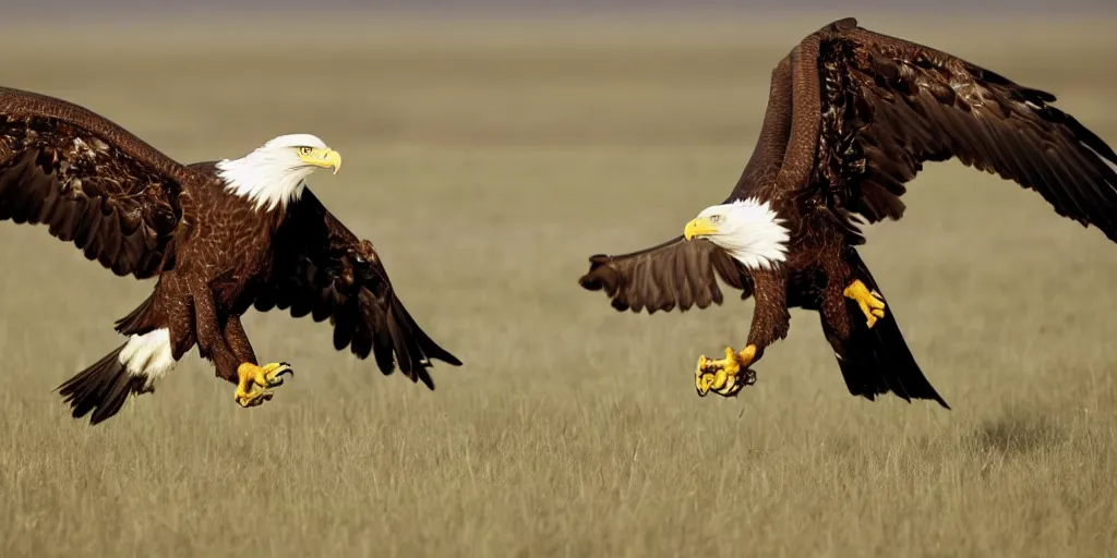 Image similar to eagle hunting a razorback, national geographic, 8 k