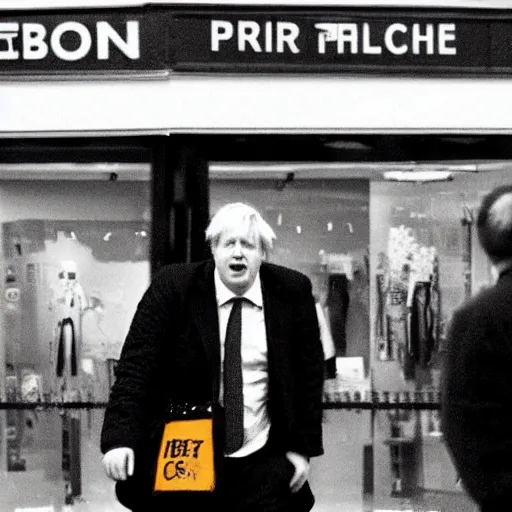 Image similar to cctv footage of Boris Johnson shoplifting