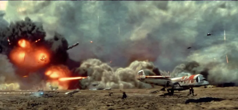 Prompt: a film still of an epic ww 2 space battle, explosions, directed by roger corman, wide angle, rule of thirds, colorful, thunderbirds, hbo, 4 k, hd, hyperrealistic, 7 0 mm