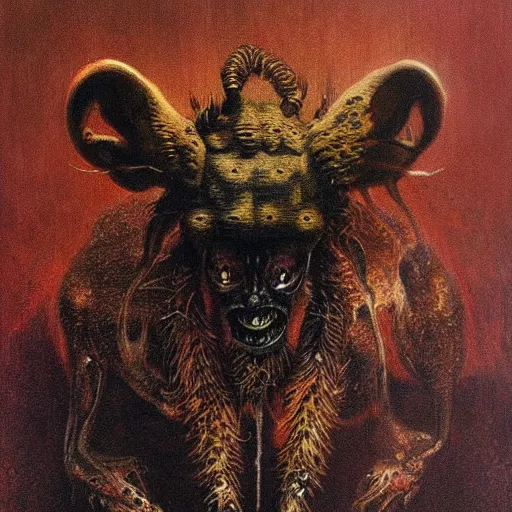 Prompt: horrific grotesque spider and hyena hybrid, beksinski style painting, highly detailed