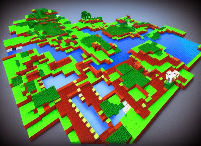 Image similar to epic lego minecraft landscape, colourful digital art