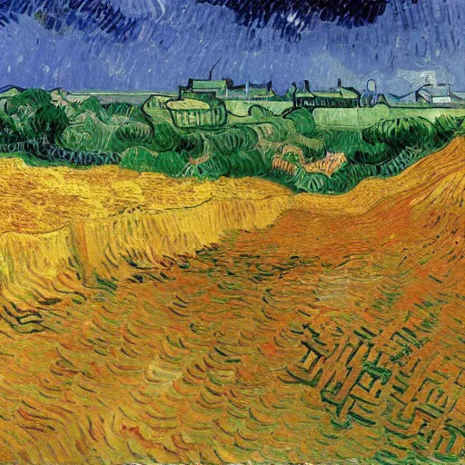 Image similar to a huge garbage hill, art by van gogh,